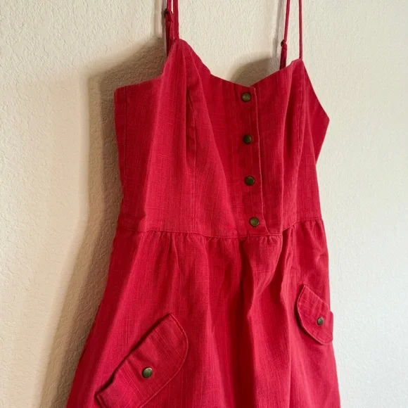 🌺 Cherry Red Cutie! Button-Front Sundress w/ Pockets – Size M🌺Preloved - Picture 16 of 16